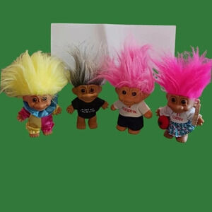 Russ vtg lot of 4 troll dolls vinyl